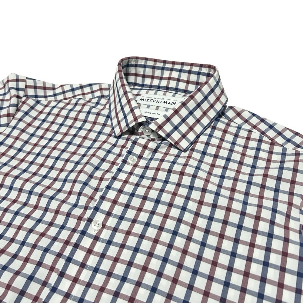 Mizzen+Main Leeward Shirt Men's Medium Trim Fit‎ Plaid Performance Long Sleeve